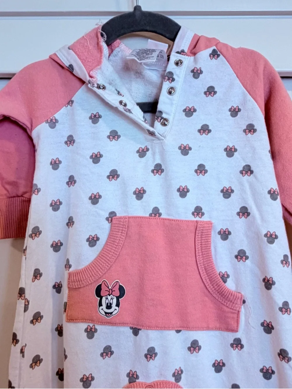 Disney‎ Pink & White Minnie Mouse Hooded Footie